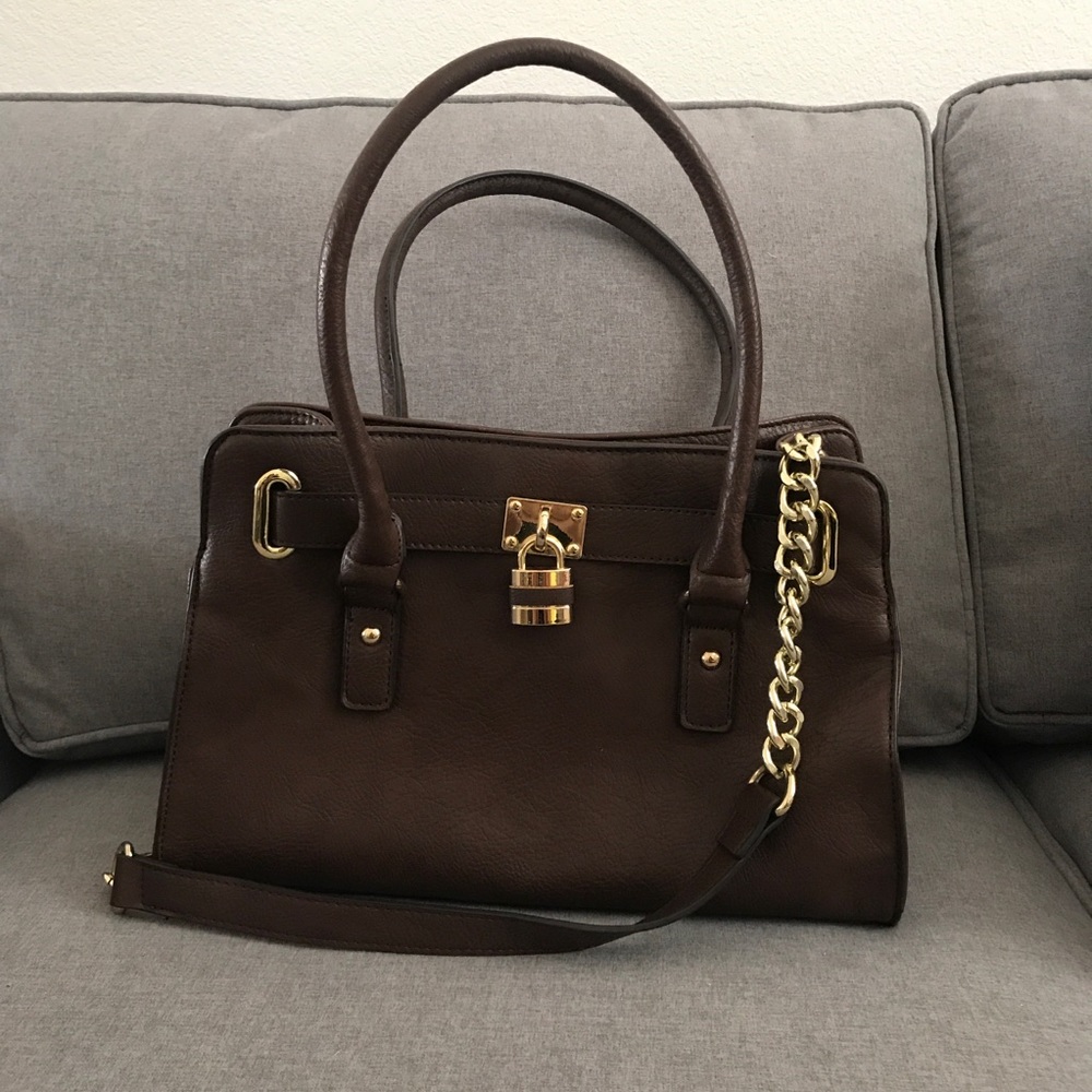 Charming Charlie | Brown Satchel w/gold hardware